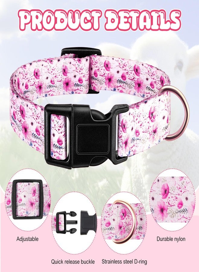 Yeyeplum Goat Collars with Bells, Sheep Grazing Copper Bells and Adjustable Nylon Collar Set Loud Bronze Bell for Farm Sheep Cow Accessories Christmas Thanksgiving Gift for Goat Lovers(Pink Rose) - Image 3